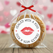 Sticker Rond Scellé avec un baiser Lip Valentine's Day blanc et