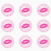 Sticker Rond Scellé avec un baiser Rose Lèvres Enveloppe Joint