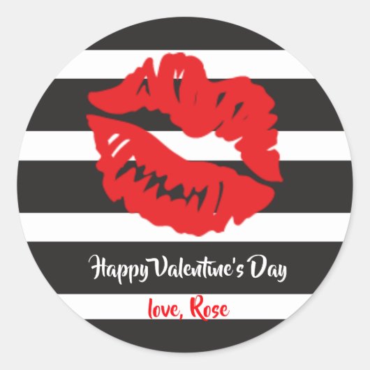 Sticker Rond Scellé avec un baiser Saint Valentin (Devant)