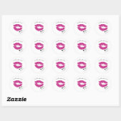 Sticker Rond Scellé avec un Kiss Personnalisé Nom rose lèvres C (Feuille)
