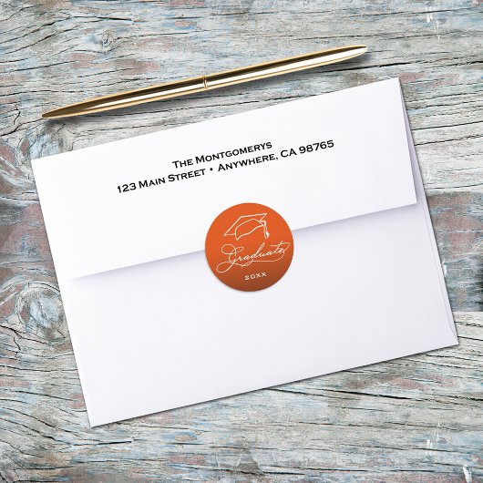 Sticker Rond Scellé d'enveloppe orange avec écriture de fin d'é