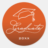 Sticker Rond Scellé d'enveloppe orange avec écriture de fin d'é (Devant)