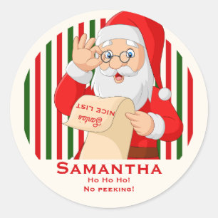 Sticker Rond Scellé par le Père Noël Liste des Enfants Sages Ne
