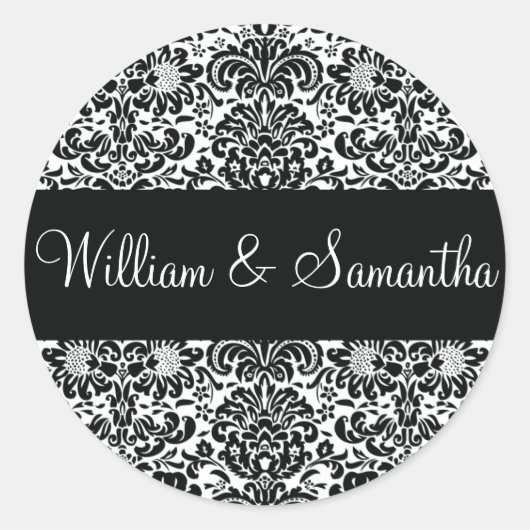 Sticker Rond Sceller à l'enveloppe Damas personnalisée (Devant)