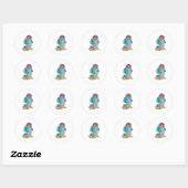 Sticker Rond Sceller comme randonneur avec sac à dos (Feuille)