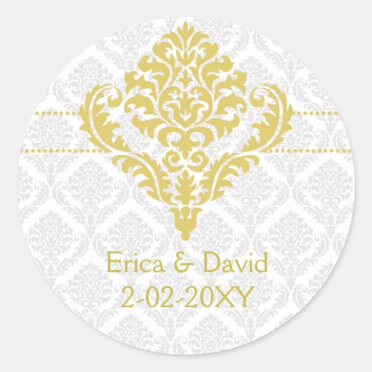 Sticker Rond scellés de l'enveloppe damée jaune (Devant)