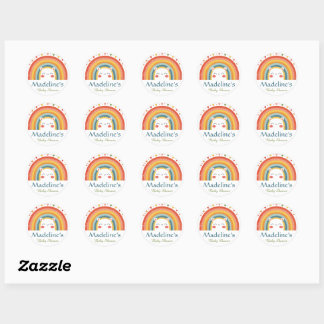 Sticker Rond Scellés d'invitation de Baby Shower Arc-en-Ciel Pe