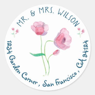 Sticker Rond Scelleur blanc d'enveloppe de pavots de Californie