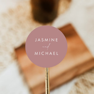 Sticker Rond Scénario moderne Rose Dusty Enveloppe Mariage scea