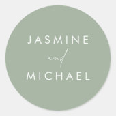 Sticker Rond Scénario moderne Sage Vert Mariage Enveloppe sceau (Devant)