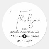 Sticker Rond Scénario Whimsical calligraphie Merci mariage (Devant)