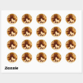 Sticker Rond Scène Animale Silhouette Lion Et Cub (Feuille)