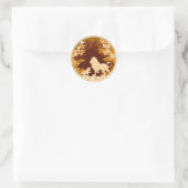Sticker Rond Scène Animale Silhouette Lion Et Cub (Sac)