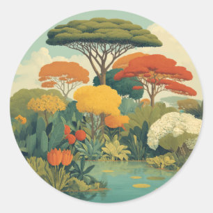 Sticker Rond Scène animée de la Jungle Safari