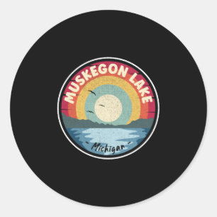 Sticker Rond Scène colorée du lac Muskegon dans le Michigan