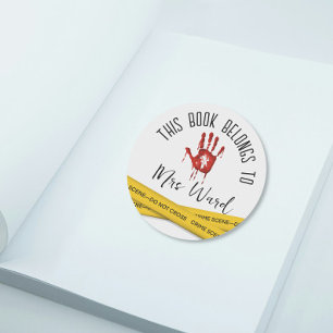 Sticker Rond Scène criminelle Bande Bande Bloody bibliothèque à