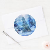 Sticker Rond Scène d'arbre de Noël (Enveloppe)
