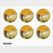 Sticker Rond Scène d'automne (Feuille)