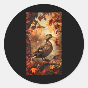 Sticker Rond Scène de chasse Mallard Canard Canard Automne Faun