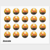Sticker Rond scène de coyote hurlant (Feuille)