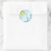 Sticker Rond scène de dragon et de château joli (Sac)