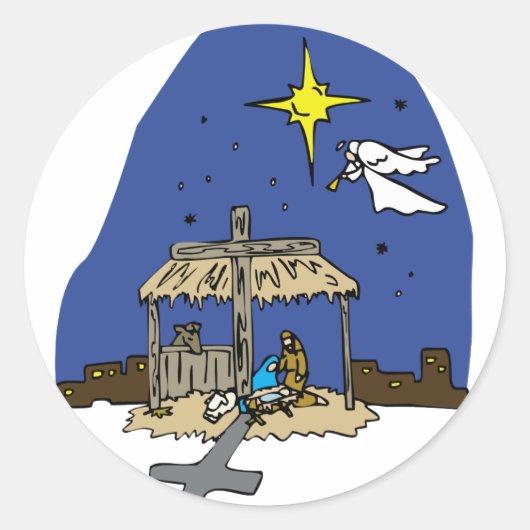 Sticker Rond Scène de la Nativité (Devant)