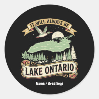 Sticker Rond Scène de la nature rétro vintage du lac Ontario