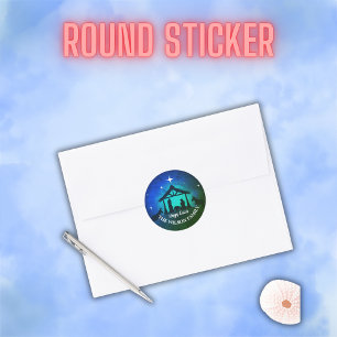 Sticker Rond Scène de Nativité - Joyeux Pâques  