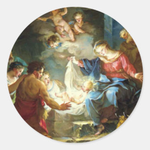 Sticker Rond Scène de nativité pour Noël - Pierre