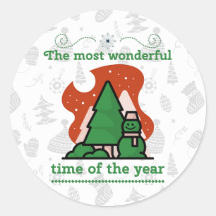 Sticker Rond Scène de Noël