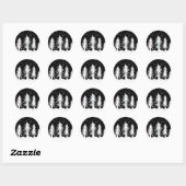 Sticker Rond Scène de Noël blanc et noir (Feuille)