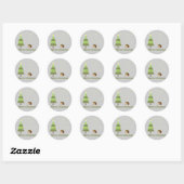 Sticker Rond Scène de Noël de Hérisson (Feuille)