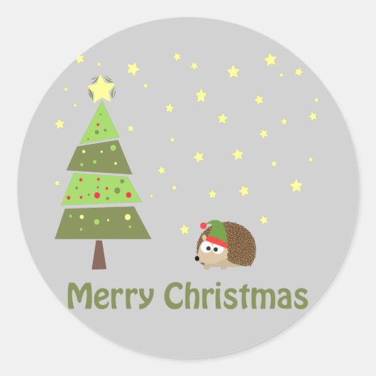Sticker Rond Scène de Noël de Hérisson (Devant)