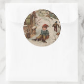 Sticker Rond Scène de Noël de style vintage (Sac)