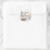 Sticker Rond Scène de Noël enneigée (Sac)
