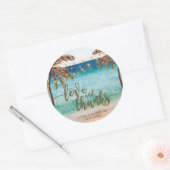 Sticker Rond scène de plage tropicale amour et merci faveur aut (Enveloppe)