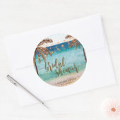 Sticker Rond scène de plage tropicale douche nuptiale faveurs a (Enveloppe)