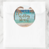 Sticker Rond scène de plage tropicale wedding shower favoriser  (Sac)