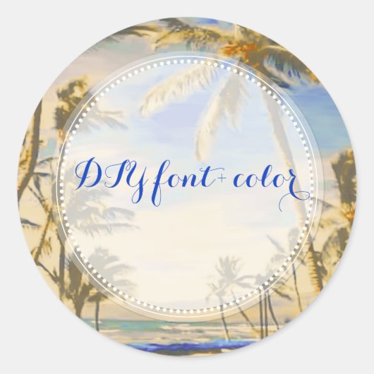 Sticker Rond Scène de plage vintage PixDezine (Devant)