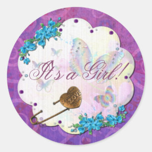 Sticker Rond Scène de rêve papillon Bijoux ITS UNE FILLE