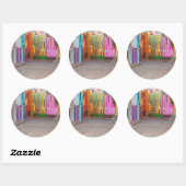 Sticker Rond Scène de rue colorée (Feuille)