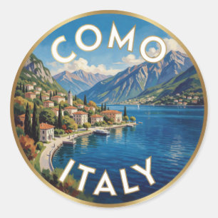Sticker Rond Scène de voyage alpin à Côme Italie ☀️
