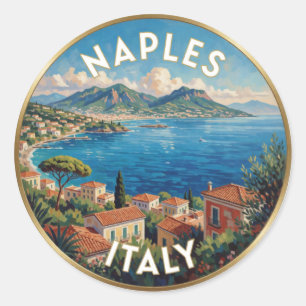 Sticker Rond Scène de voyage sur la baie de Naples en Italie
