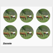 Sticker Rond Scène des Chevaux (Feuille)