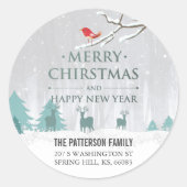 Sticker Rond Scène des neiges Noël et Nouvel An Adresse de voeu (Devant)