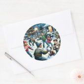 Sticker Rond Scène d'hiver nostalgique | Lutte contre le snowba (Enveloppe)
