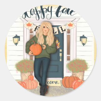Sticker Rond Scène heureuse d'automne