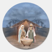 Sticker Rond Scène religieuse de la Nativité de Noël (Devant)