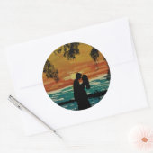 Sticker Rond scène romantique de couple (Enveloppe)