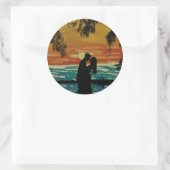 Sticker Rond scène romantique de couple (Sac)